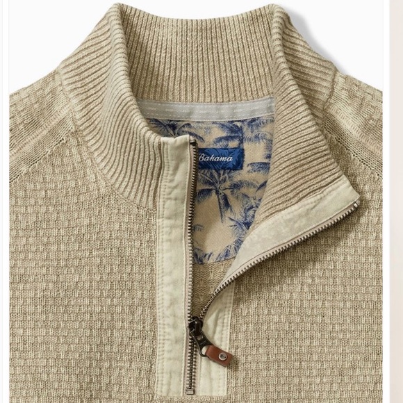 Tommy Bahama Men's Beige Zip-Up Sweater Size XL - Picture 2 of 11